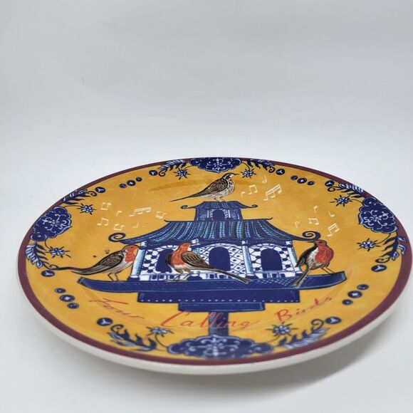 Anthropologie By Emily Maude "Four Calling Birds" 8 1/4" Christmas Plate New - Picture 7 of 8